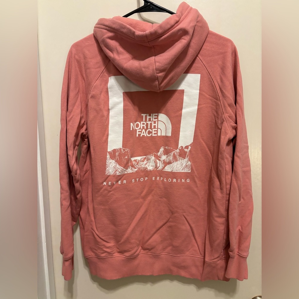 Pink Never Stop Exploring North Face hoodie